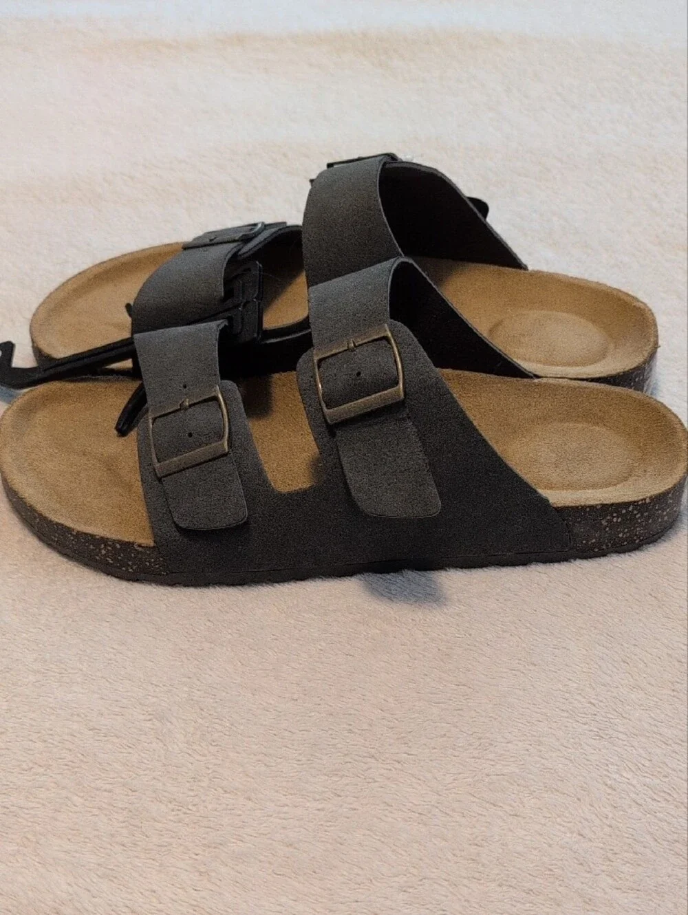 George Men's Black Double-Buckle Slides